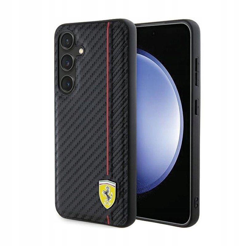 Ferrari Carbon Printed Line – Pouzdro pro Samsung Galaxy S24+ (černé)