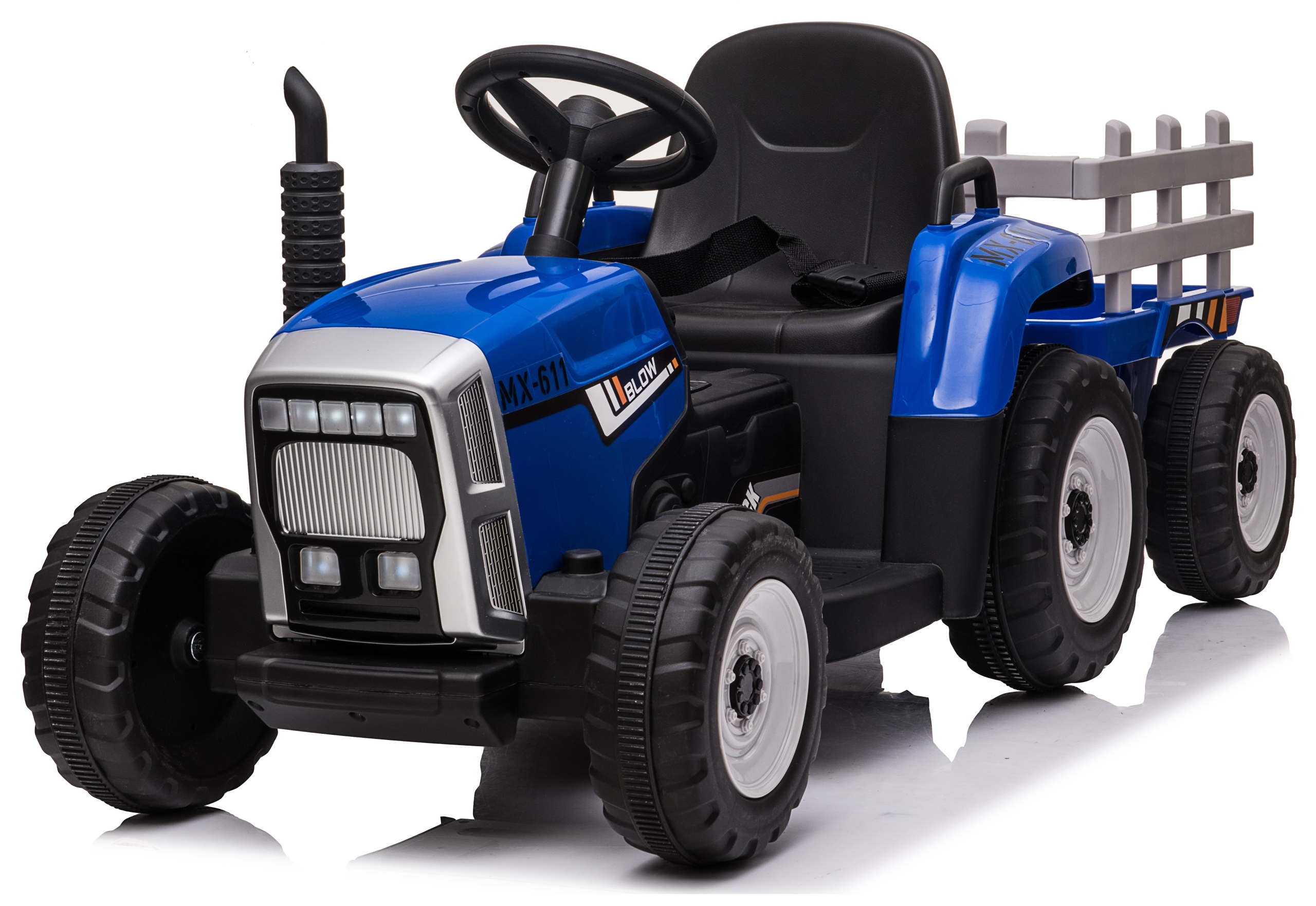 TRAKTOR na akumulator z przyczepką LED muzyka PREZENT dla dziecka niebieski