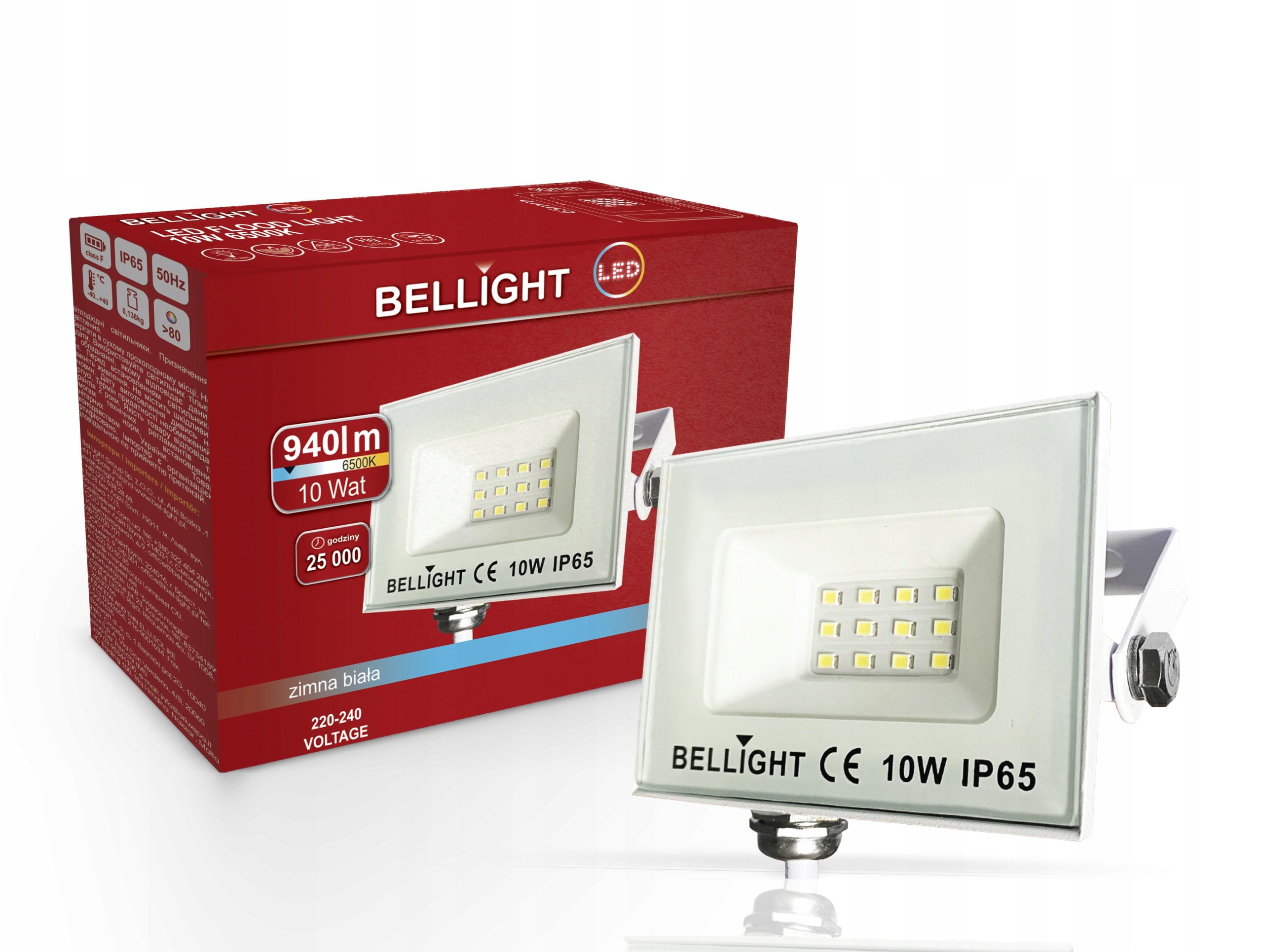 

Halogen Naświetlacz Led 10W 6500K 940lm IP65 Biały