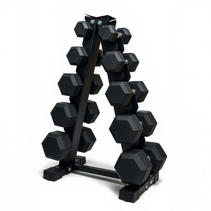 Zestaw Hantli Stałych Hex 5kg 15kg ze stojakiem zestaw 105kg Stojak