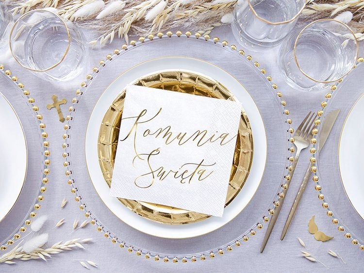 SERWETKI 33x33cm KOMUNIA ŚWIĘTA BIAŁE PAPIEROWE Szerokość produktu 33 cm