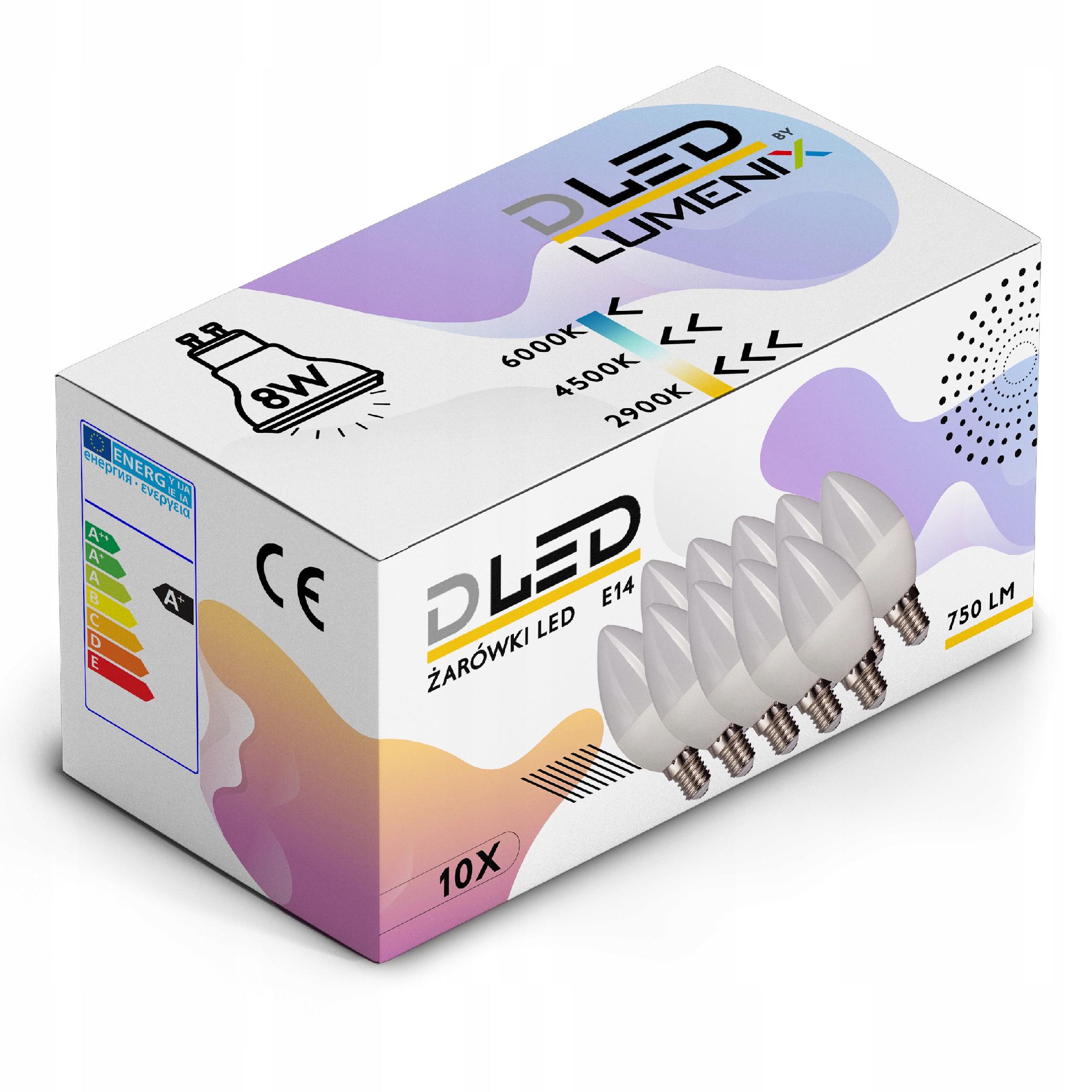 

10x Żarówka Led E14 858lm 8W świeczka CCD Zimna