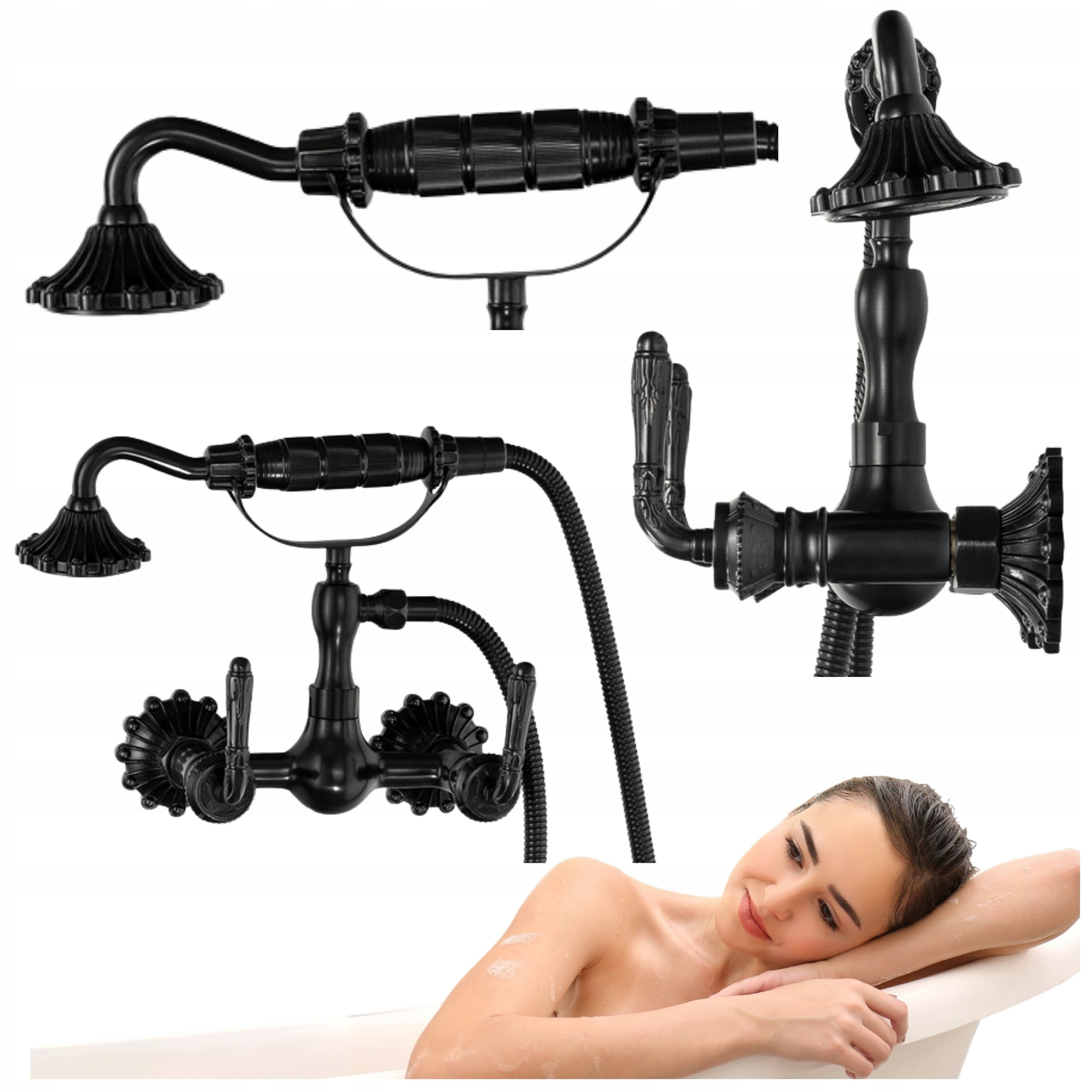 Koupelnová Sprchová Nástěnná Baterie 2-PÁKOVÁ Retro Černá