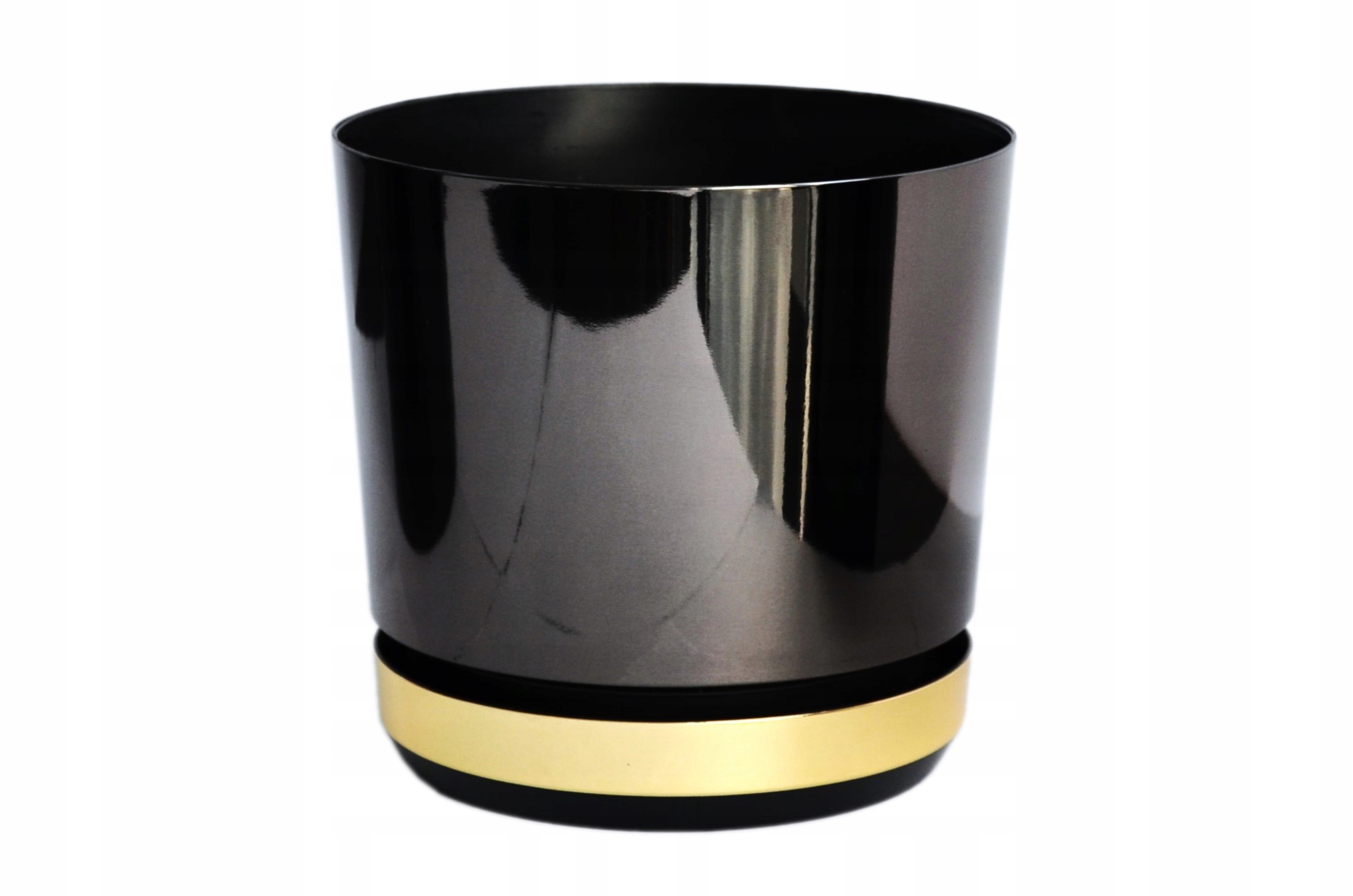 16 Doniczka dwukolorowa CZARNA z podstawką ZŁOTĄ B