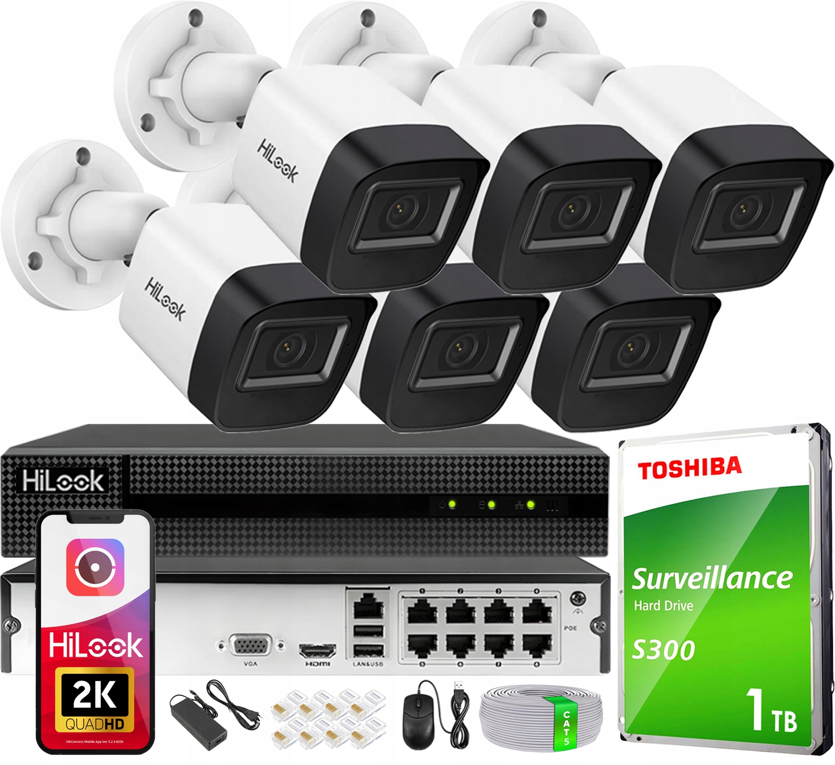 Sada monitorování Ip 6 kamer 4Mpx Aplikace detekce náhled 24/7