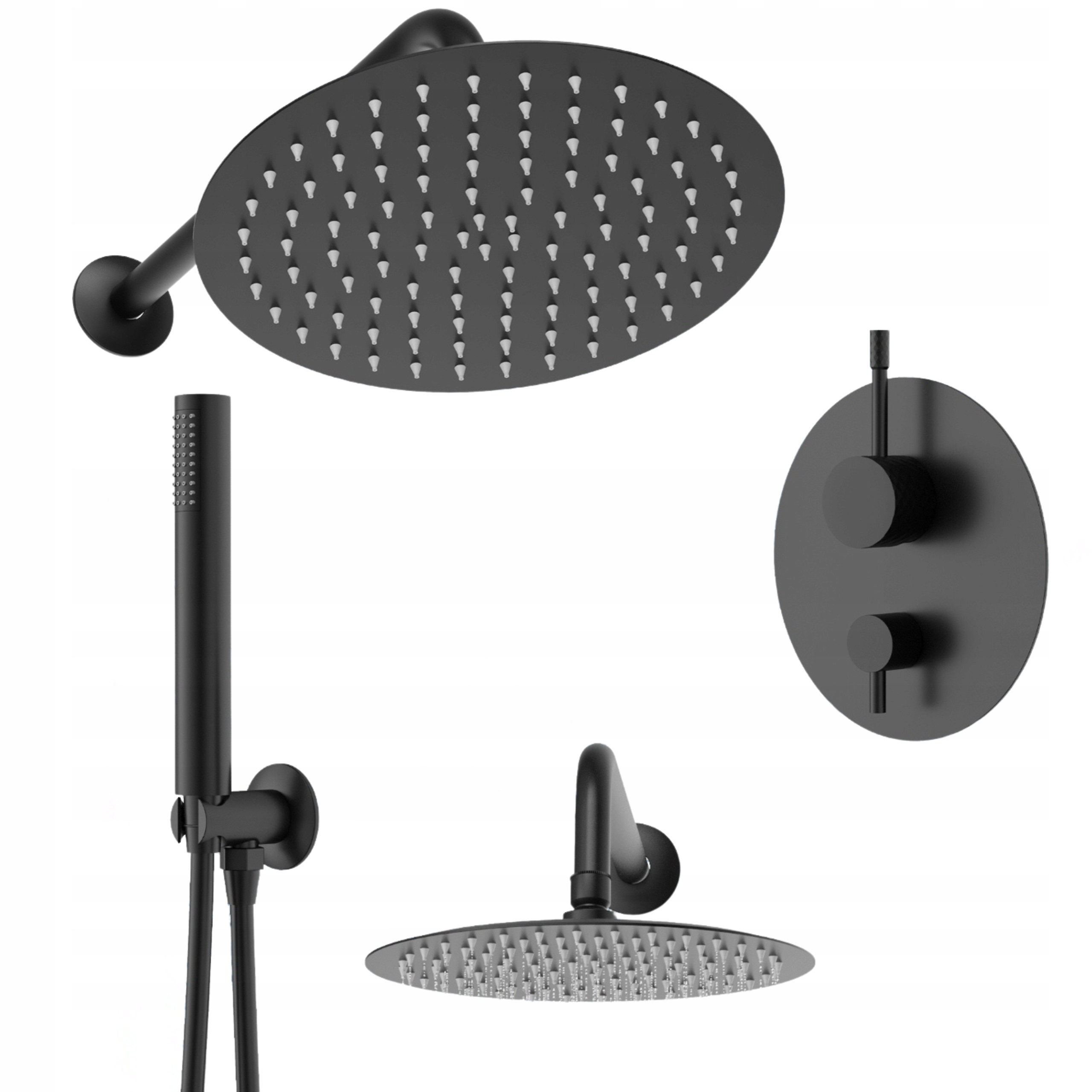 Sada Glami podomietková sprchová batéria s dažďovou sprchou, čierna