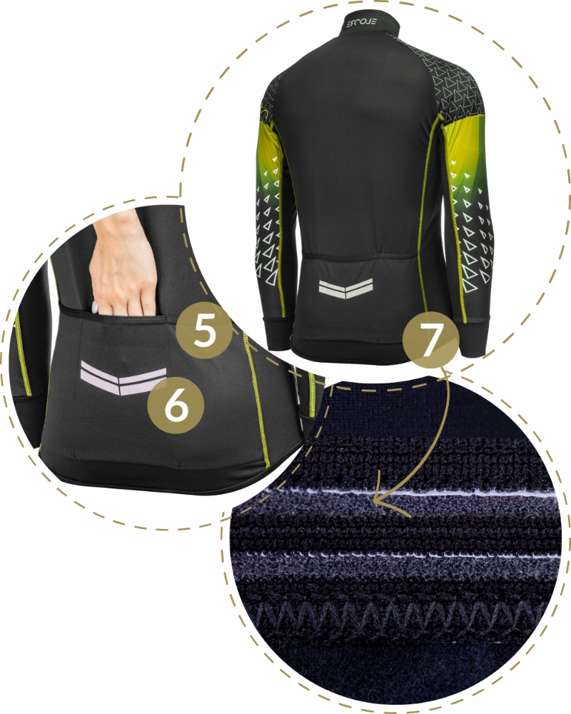 Koszulka rowerowa DŁUGI rękaw KIESZEŃ męska 3XL Płeć produkt uniseks