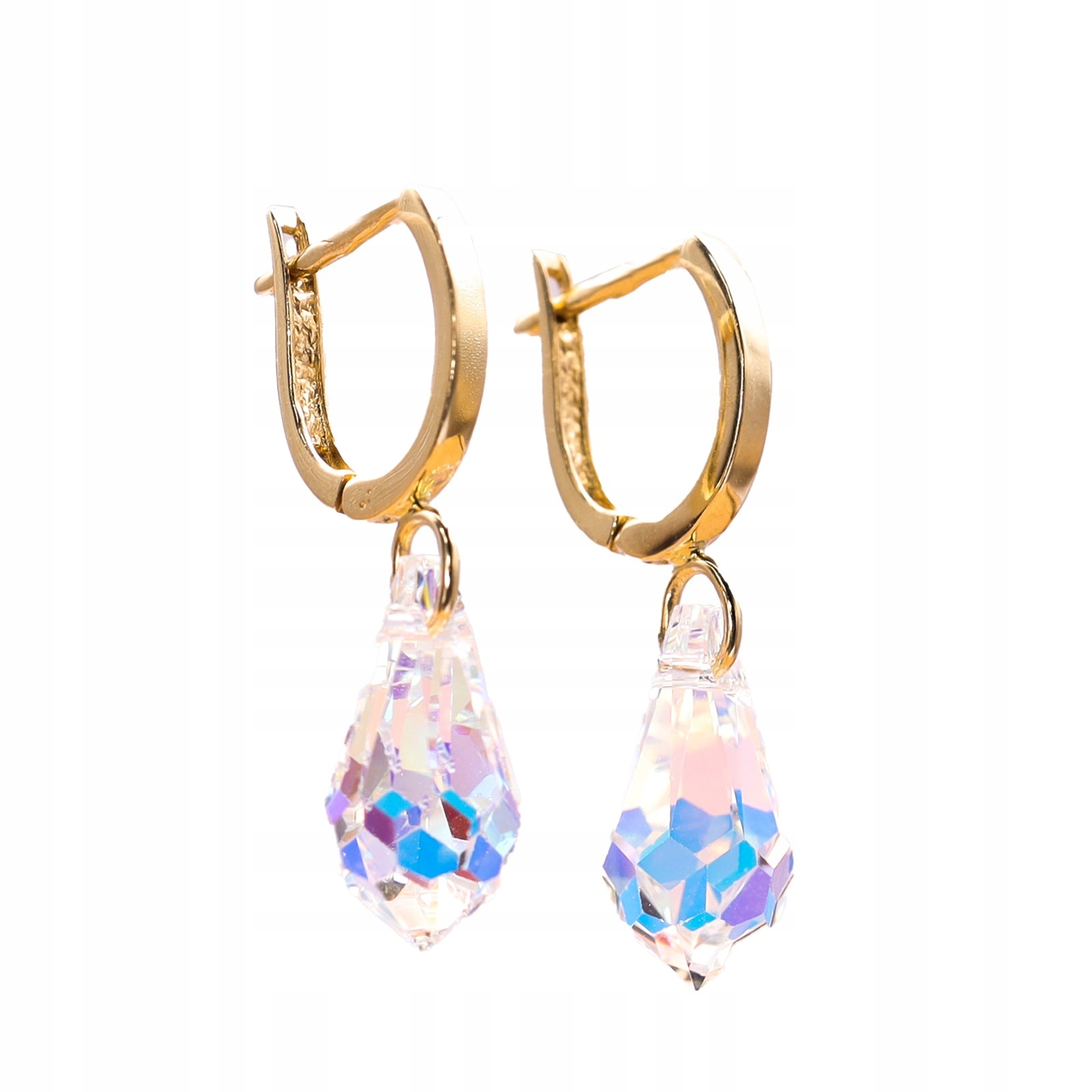 Zlaté náušnice 585 Lesklý Křišťál Anglické