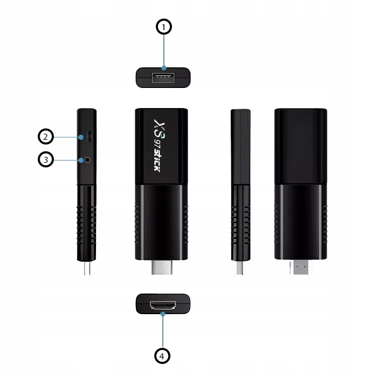 SMART STICK XS 97 4K Box 2/16 Go Android TV Capacité de stockage 16 Go