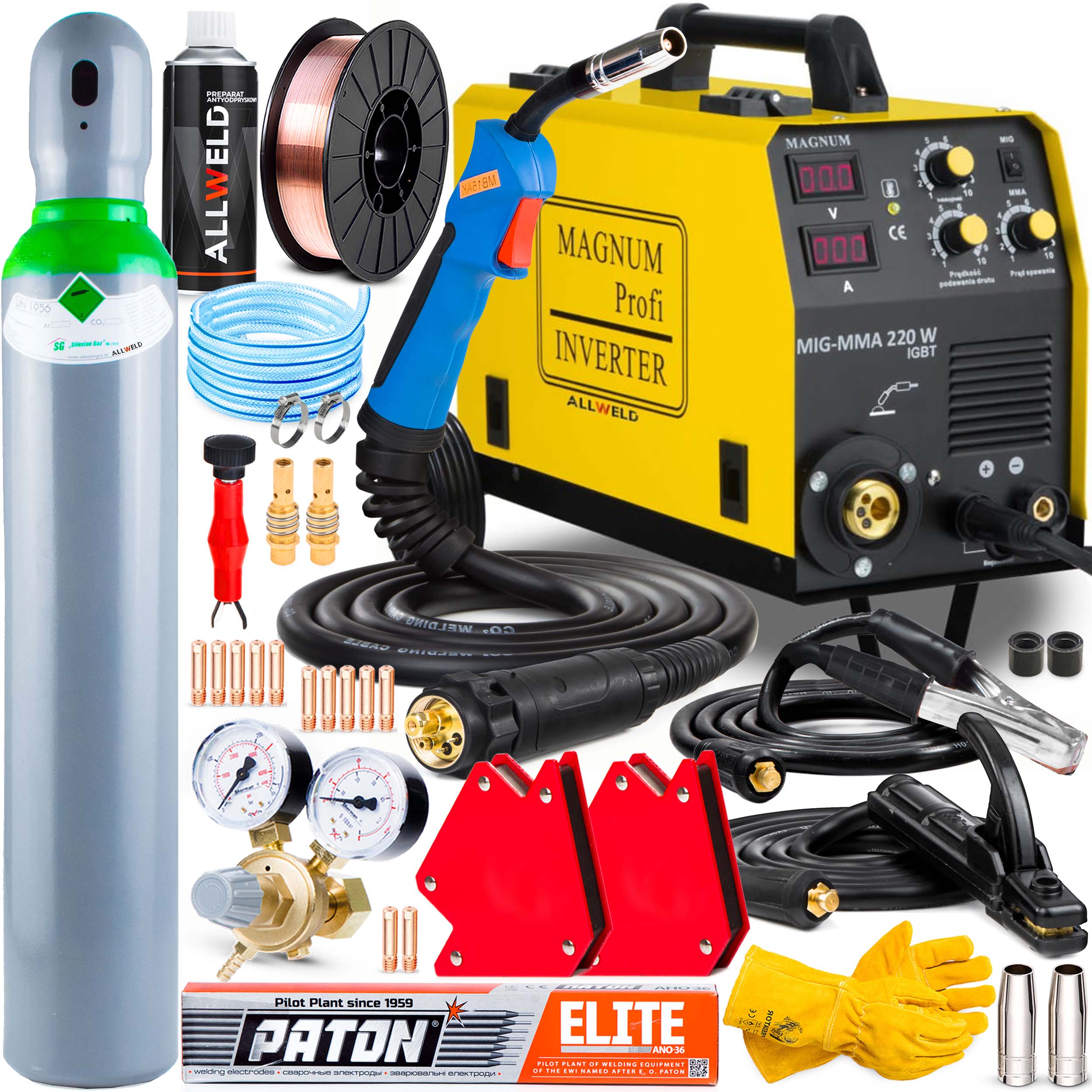 Svářečka Migomat Magnum Mig 220W Mma Alu 200A 230V Igbt Tvrdé Pájení Flux