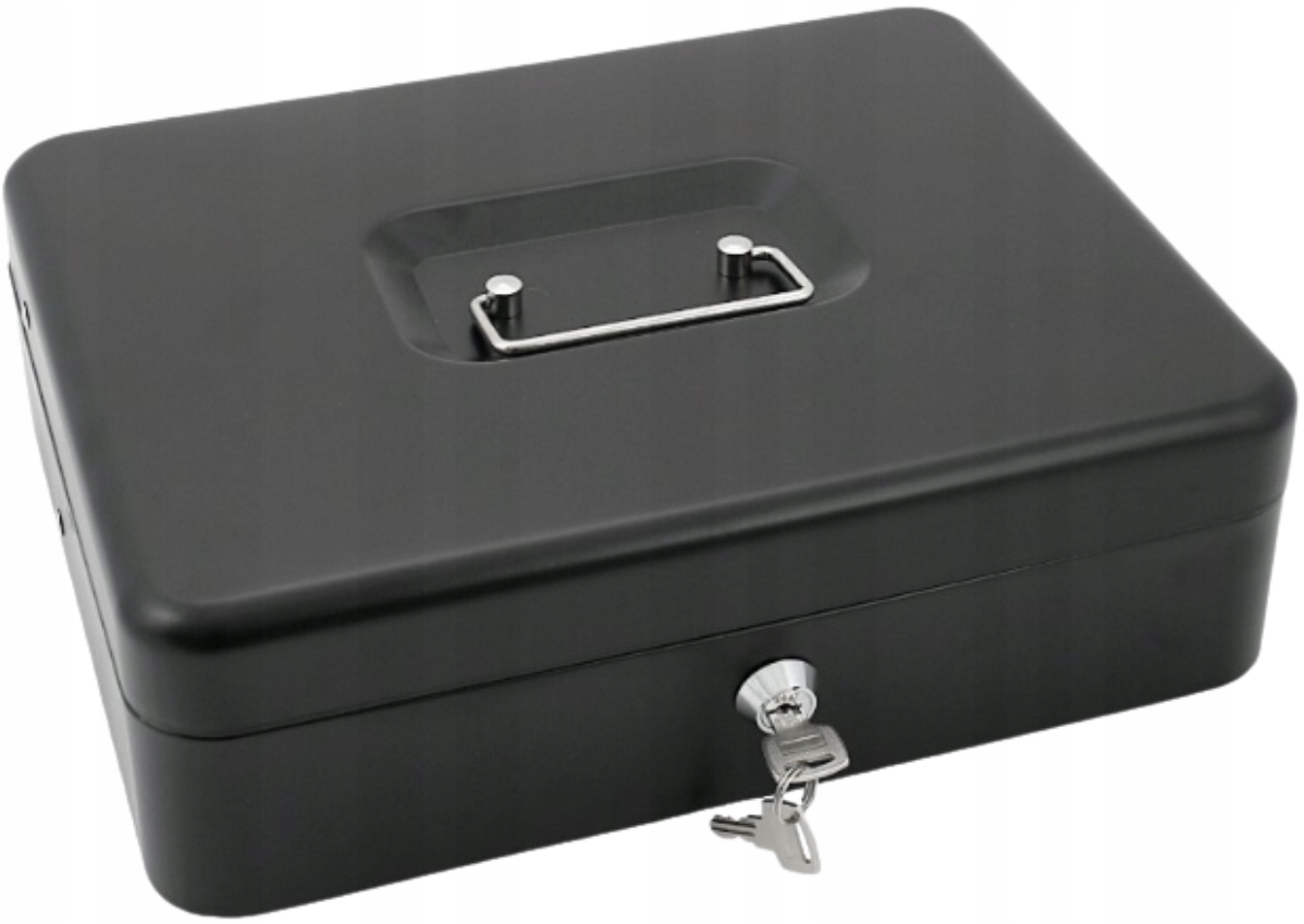 Kasetka Na Pieniądze Bilon Banknoty Monety Z Dociskiem Metalowa czarna 300