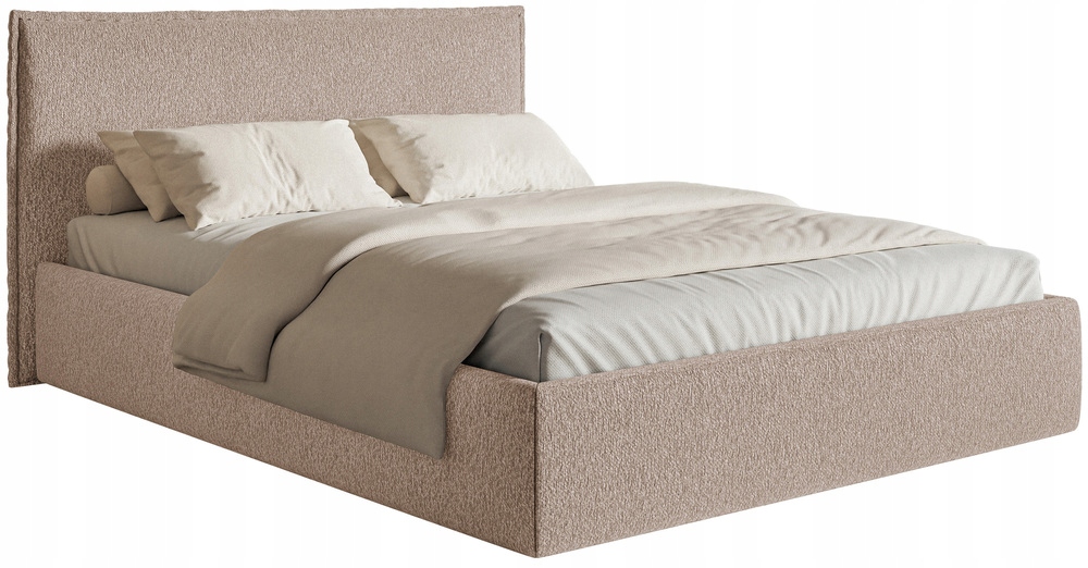 Čalouněná postel 180 x 200 cm Softie Slim s úložným prostorem, tmavě béžová šenilová barva