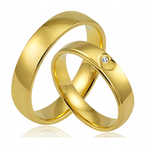 ZŁOTE OBRĄCZKI ŚLUBNE Z BRYLANTEM KOMPLET 585 14k