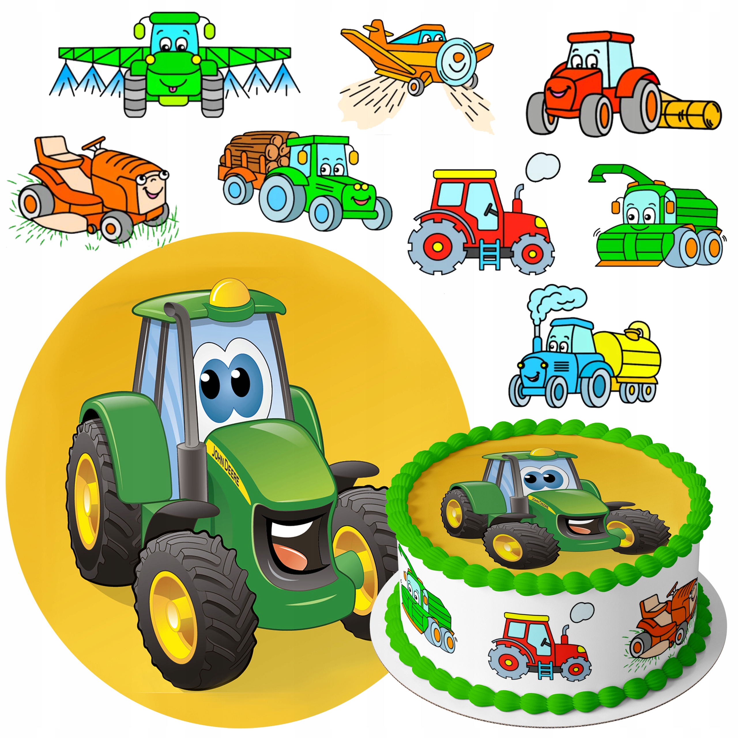 ZESTAW OPŁATEK NA TORT TRAKTOR CIĄGNIK + TRAKTORY • Cena, Opinie