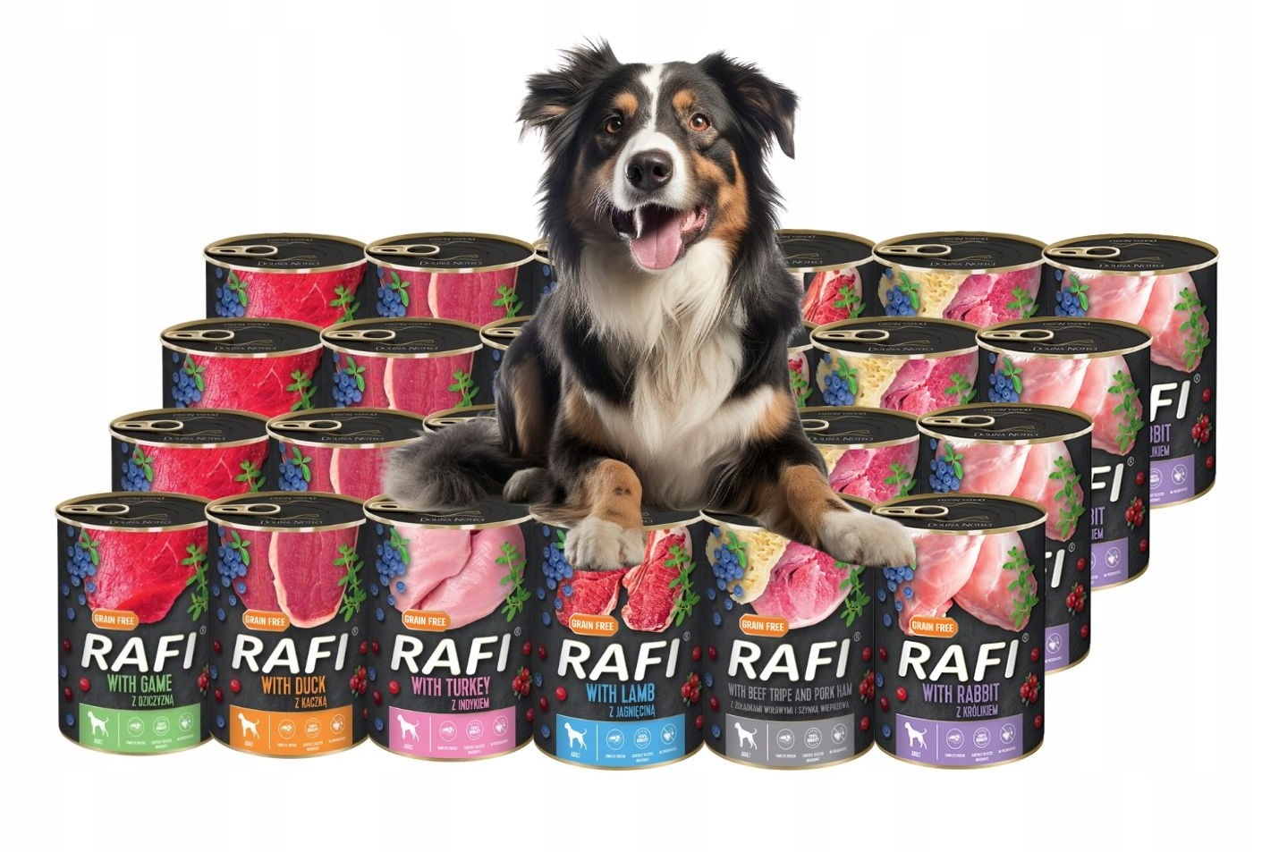 Levně Rafi vlhké krmivo MIX 6 příchutí 24x400g Bez Obilí Dolina Noteci