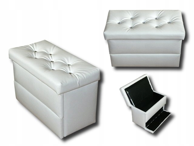Puf pufa ławeczka tapicerowana dwa schowki 40/40 Głębokość mebla 40 cm