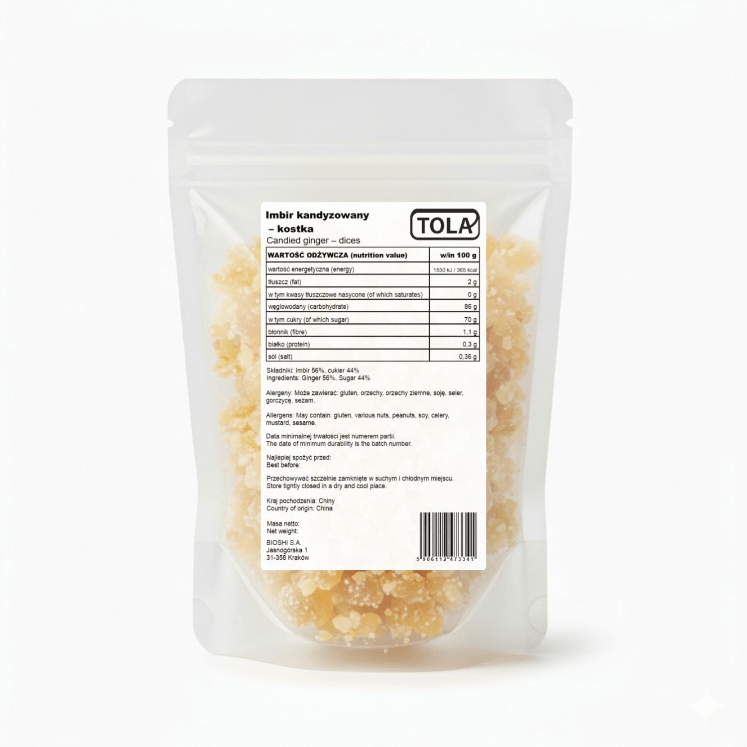 Zázvor kandovaný kostka 5 kg – přísada do koláčů, vysoká kvalita Tola