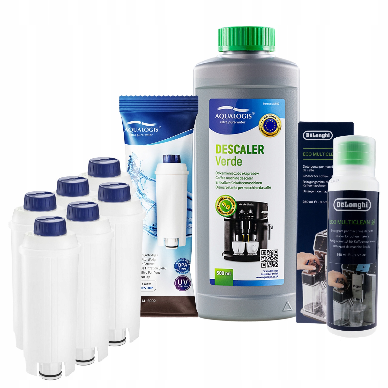 6x Filtr do kávovaru Delonghi AL-S002 DLSC550 Odvápňovač 500 ml