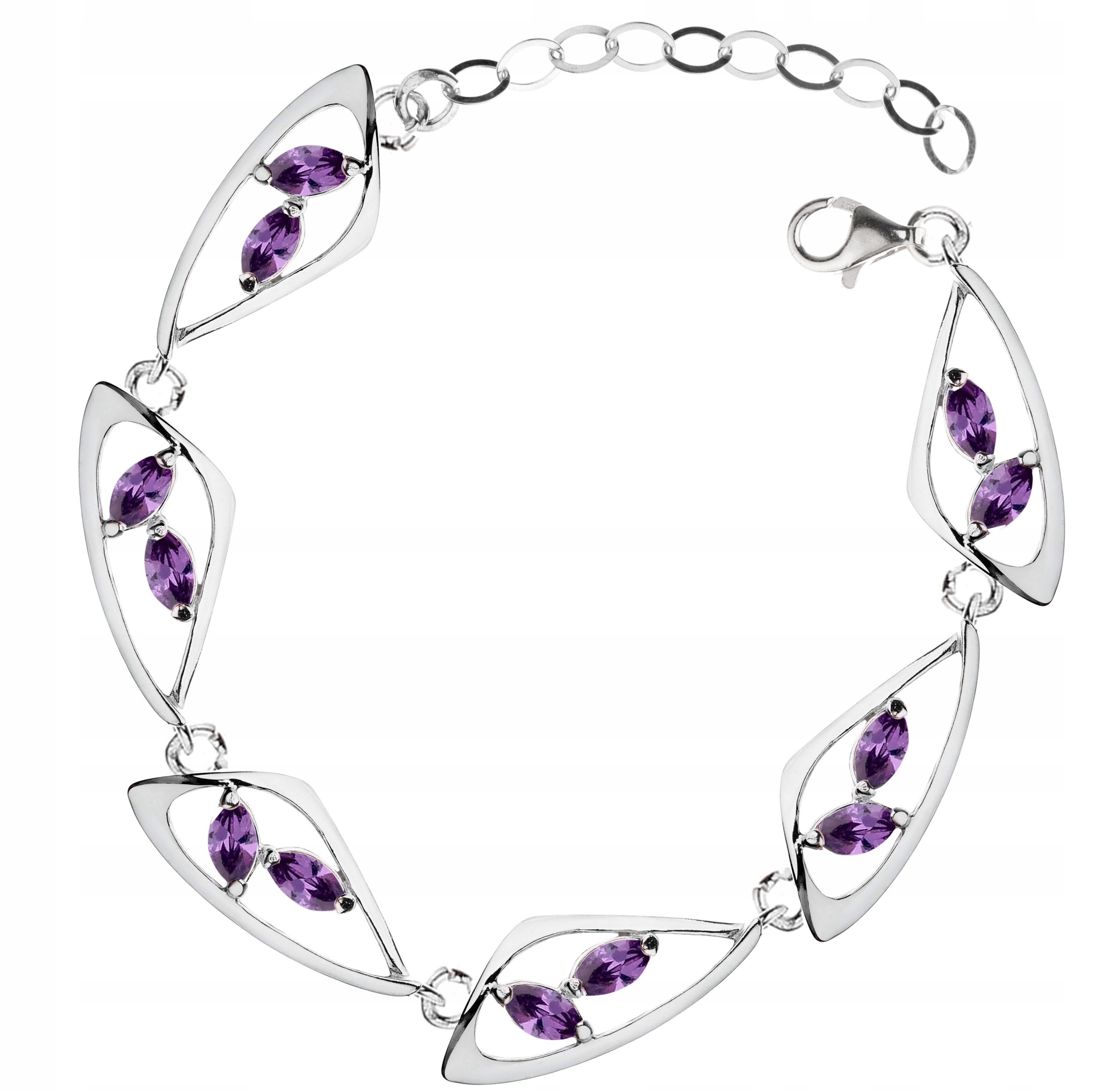 

Bransoletka Srebrna Z Fioletowymi CYRKONIAMI.925!