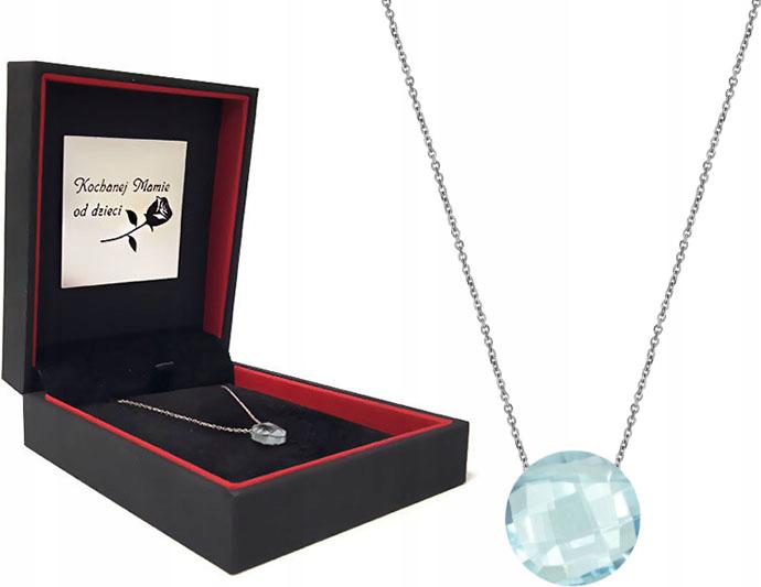 Stříbrný náhrdelník 925 kámen topaz modrý přívěsek řetízek dárek