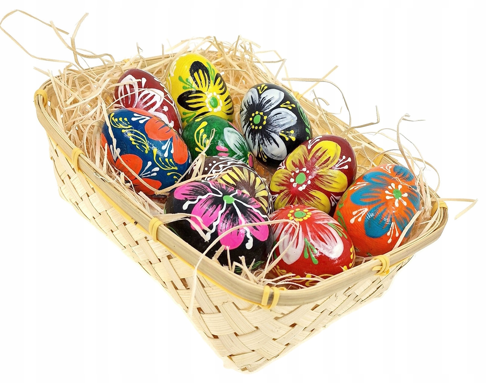 

Pisanki Drewniane Jajka Malowane w Koszyczku 10szt