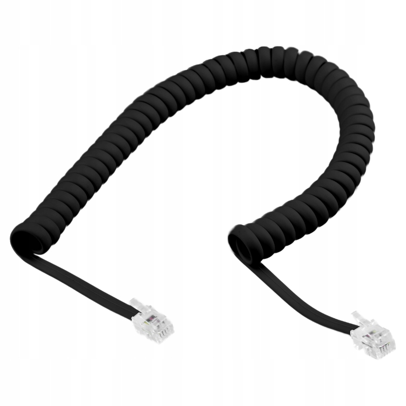 Kabel telefoniczny spiralny RJ10, 2 m, czarny