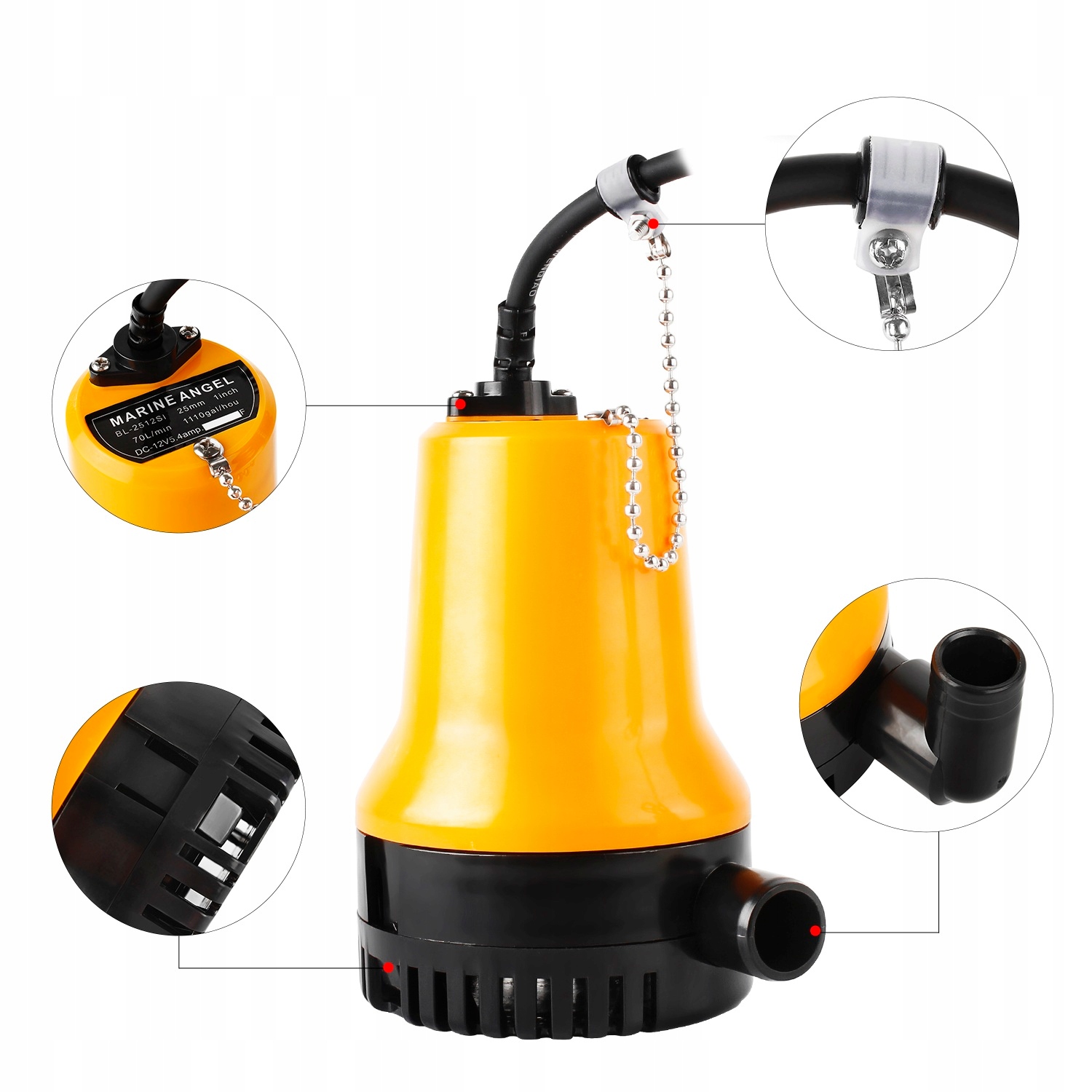 POMPA NISKIEGO ZANURZENIA DC 12V 60W 3600L/H stawu Wydajność pompy l/h 2501 - 5000 l/h