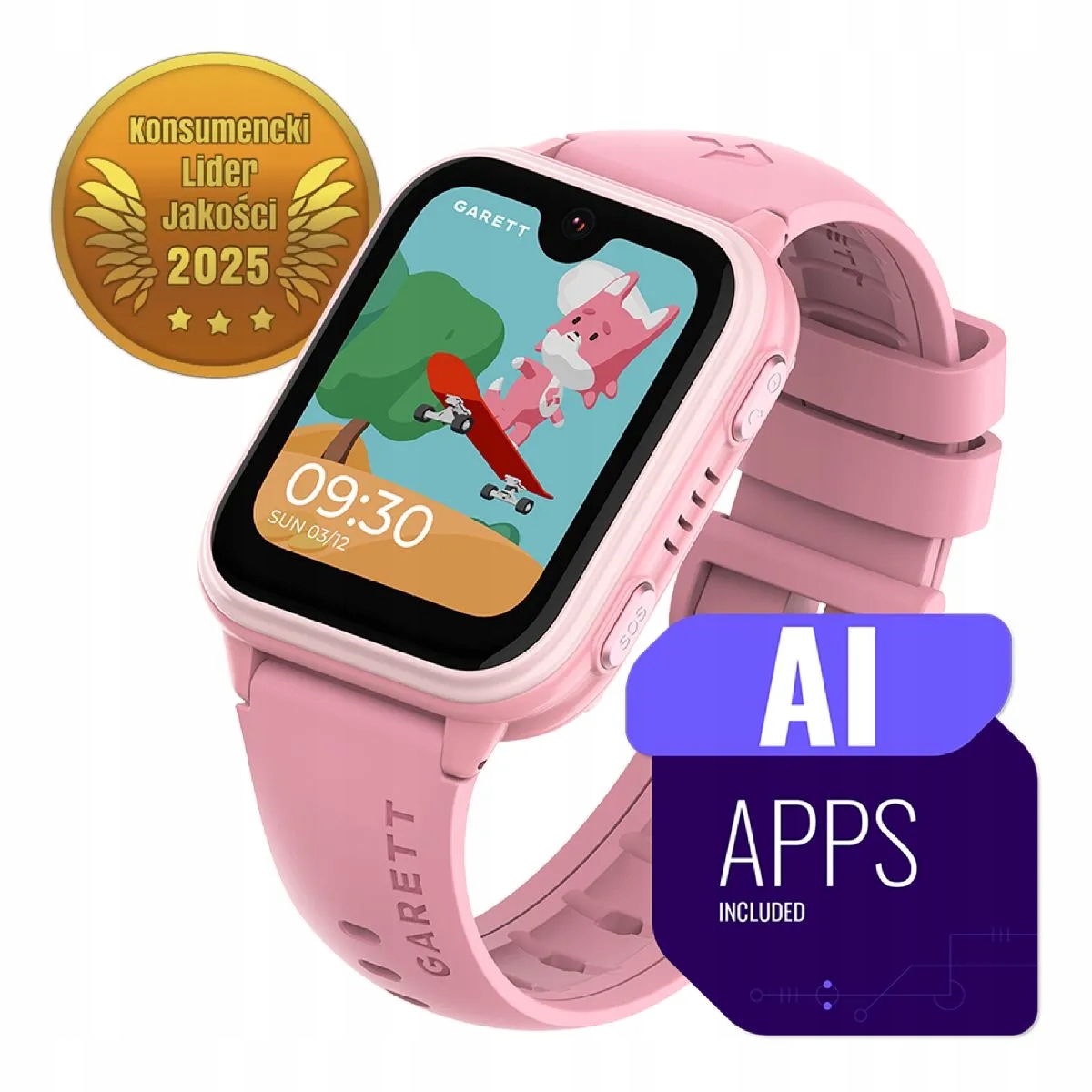 Smart hodinky Garett Kids Vibe Ai 4G ružové 5904238487419