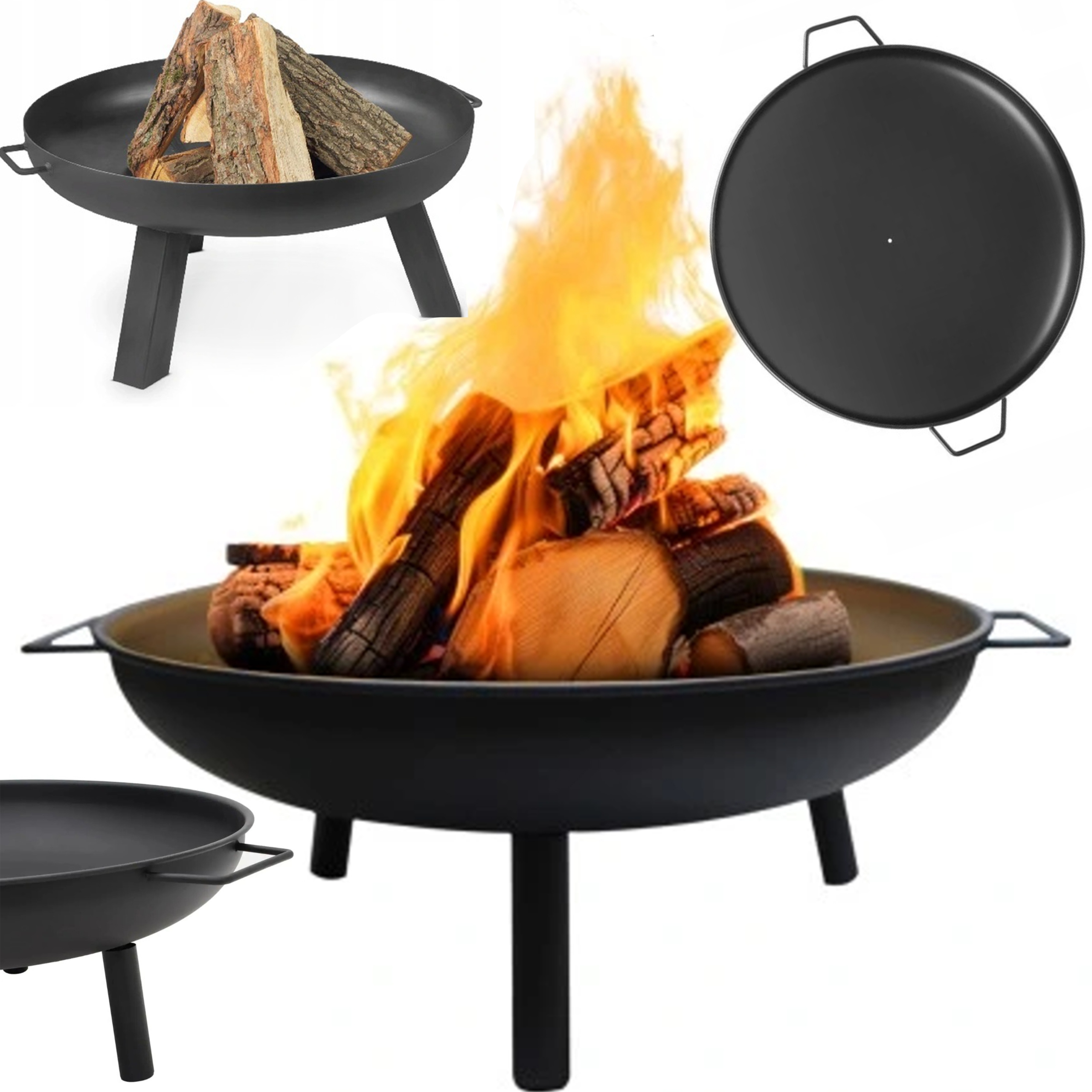 Palenisko Ogrodowe Duże Z Uchwytami Do Ogniska Grilla Kociołka Stalowe