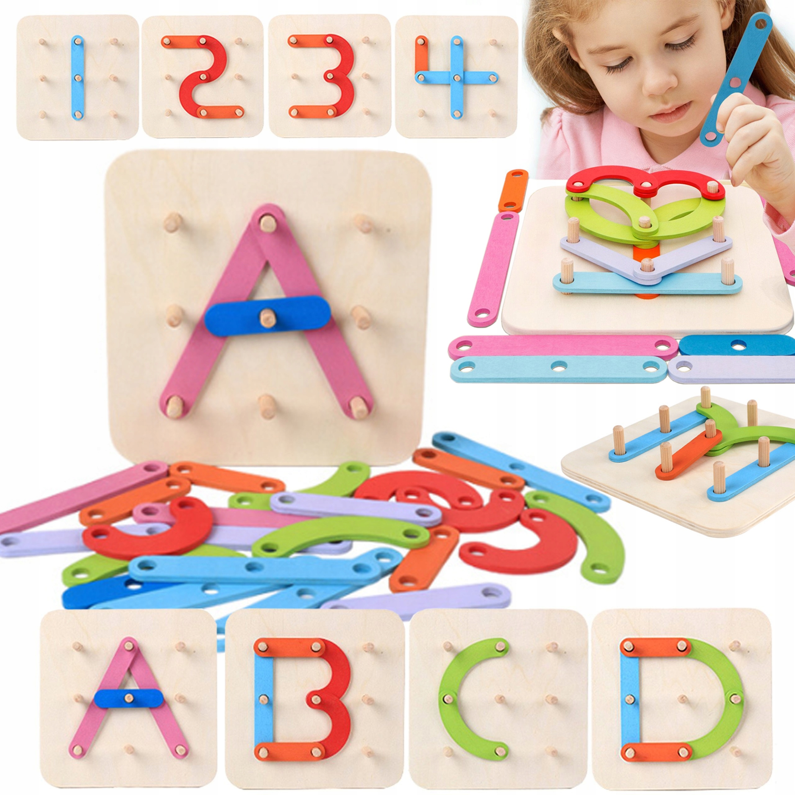 

Drewniana Układanka Montessori Logiczna Puzzle Gra
