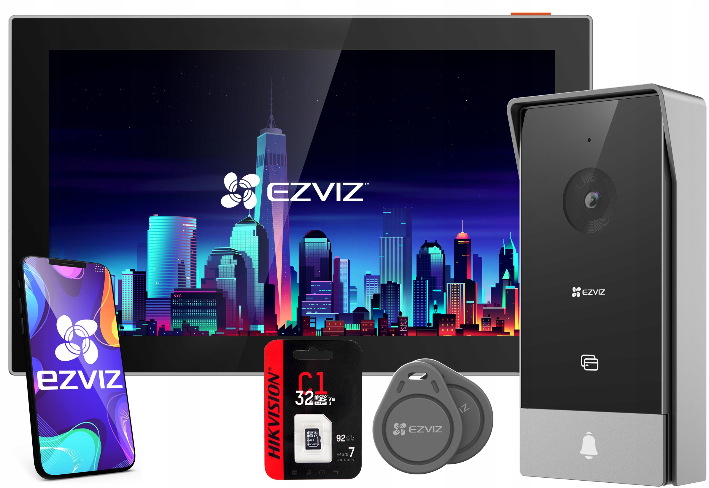 Videovrátnik WiFi s aplikáciou Ezviz HP5 Brána Furtka karta microSD 32Gb