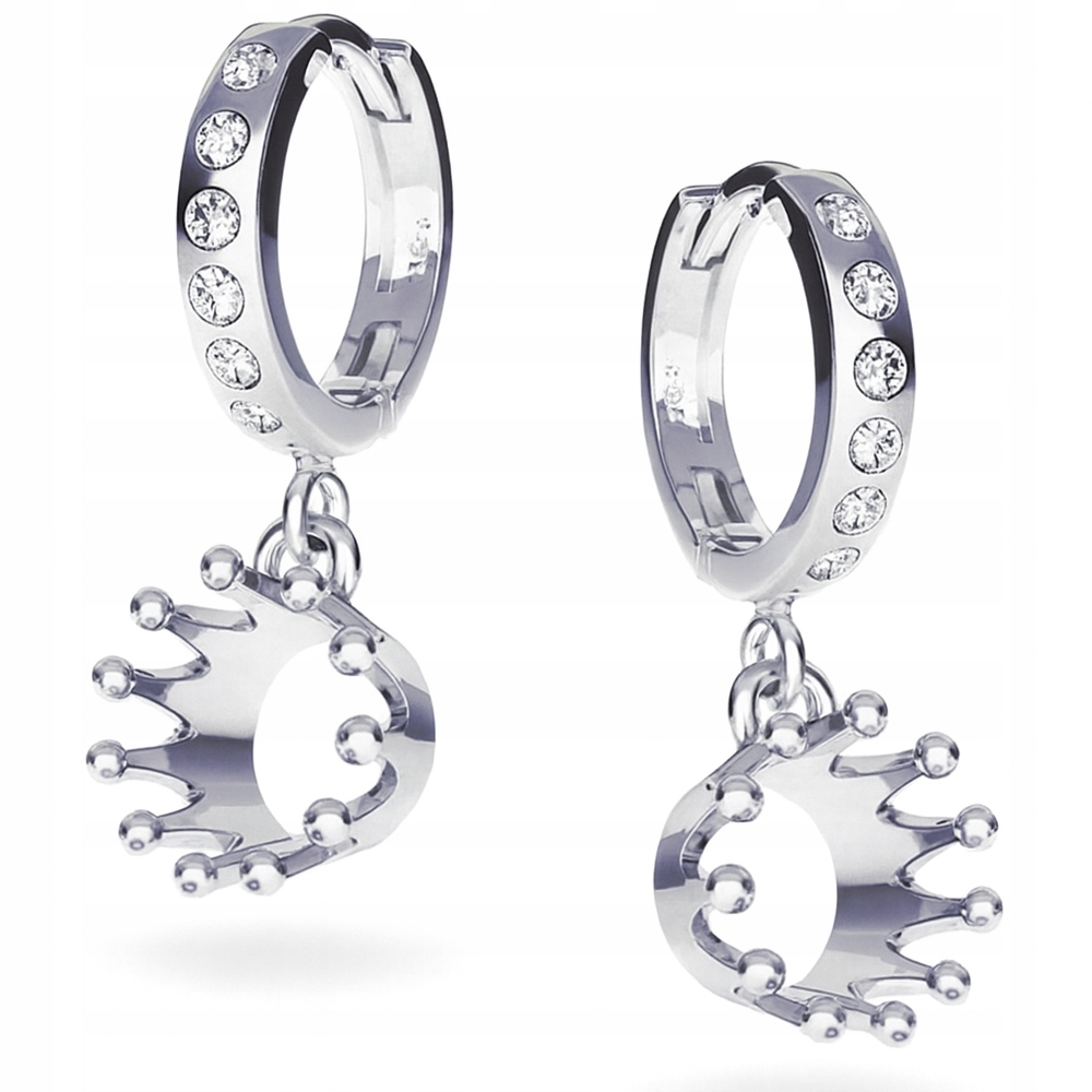 Krásná Koruna 3D Stříbrné náušnice pouta stříbro 925