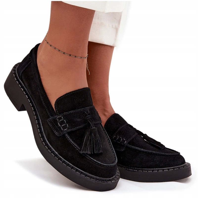 Dámské Mokasíny Se Semišovými Třásněmi D&a TW107 Černé 36
