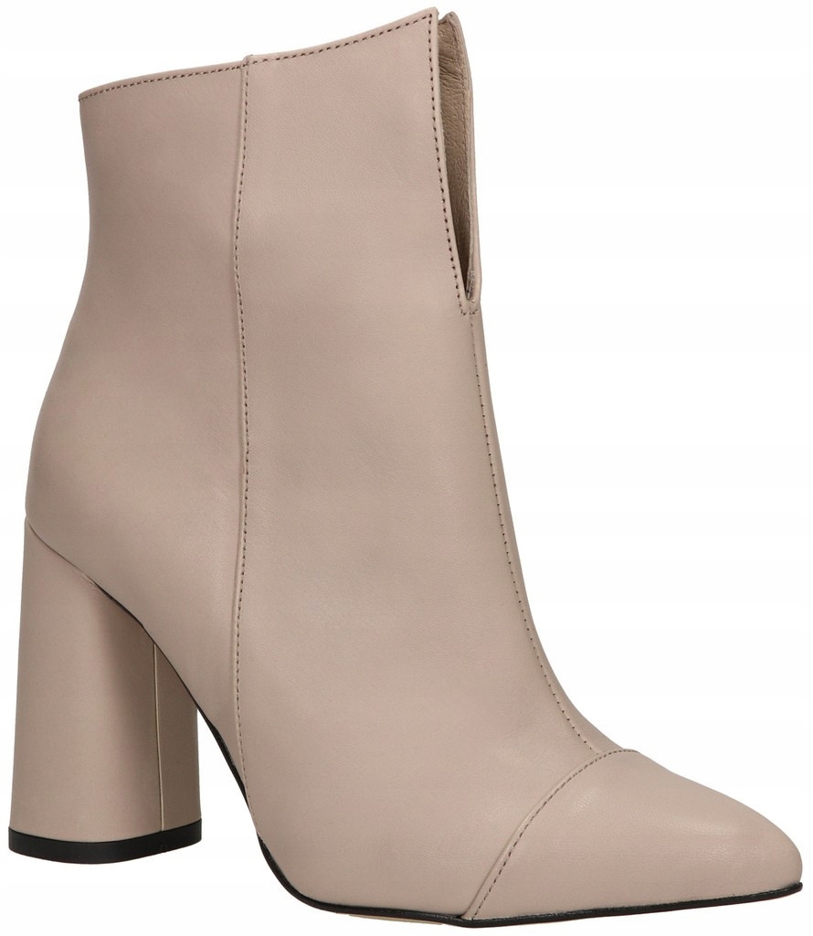 béžové lico dámské kotníkové boty s koženými botami na podpatku Karino 37
