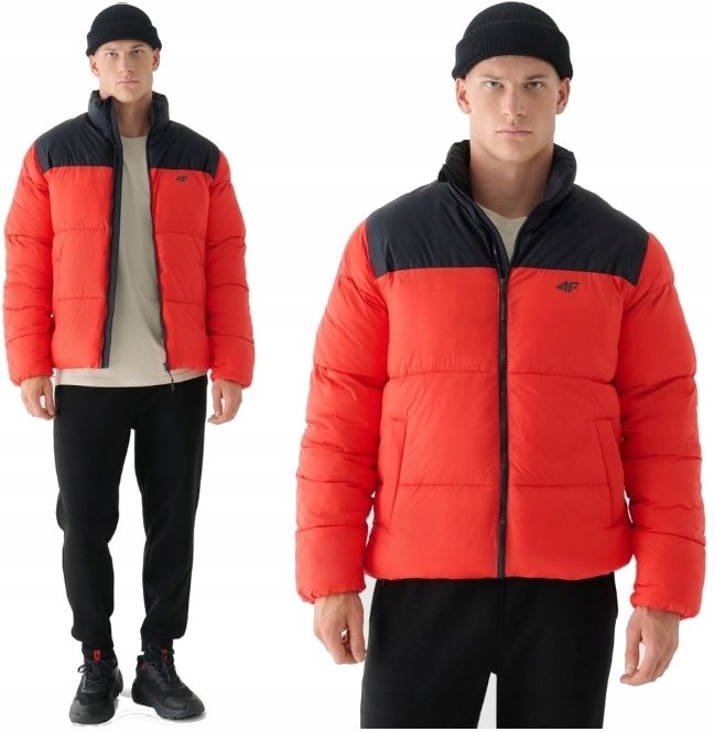 4F Teplá pánská Zimní Bunda Péřová prošívaná TDJAM485 > M