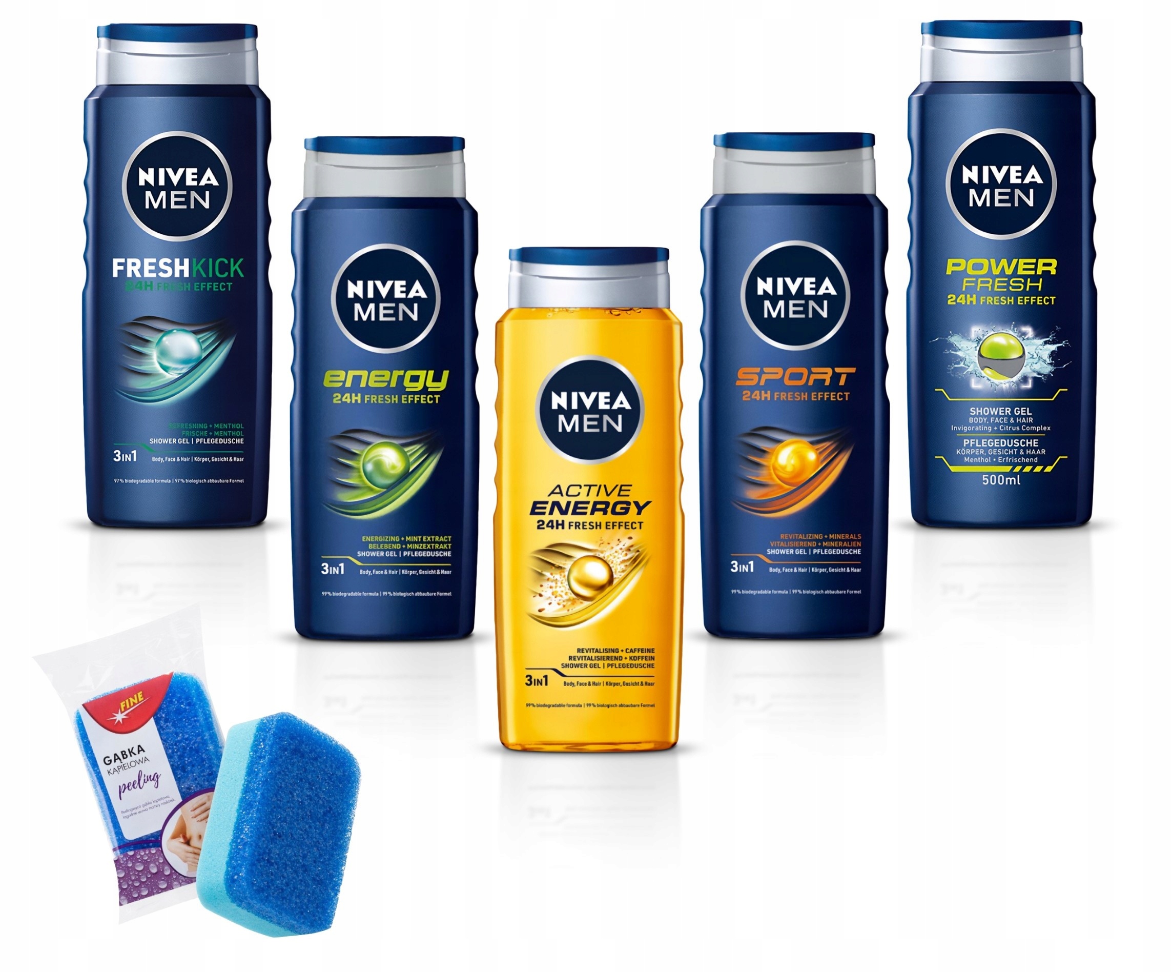 ŻEL POD PRYSZNIC NIVEA MEN ZESTAW 5 X 500ML MĘSKI MIX
