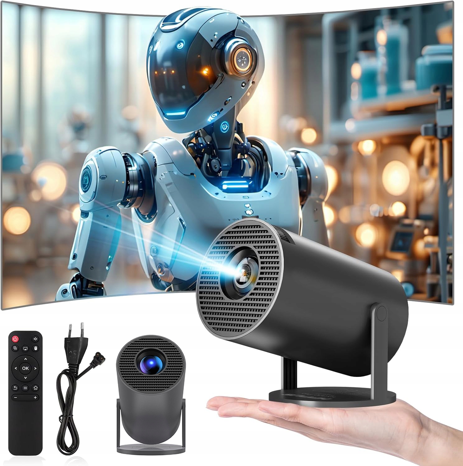 Projektor Led HY300 Android 1080P Wifi 5G Přenosný S Otočením O 180°