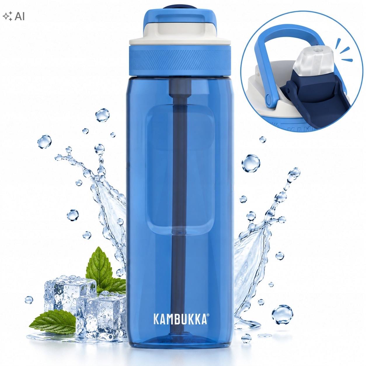 Láhev na vodu s brčkem láhev na pití z trtianu Kambukka Lagoon 750 ml Crisp Blue