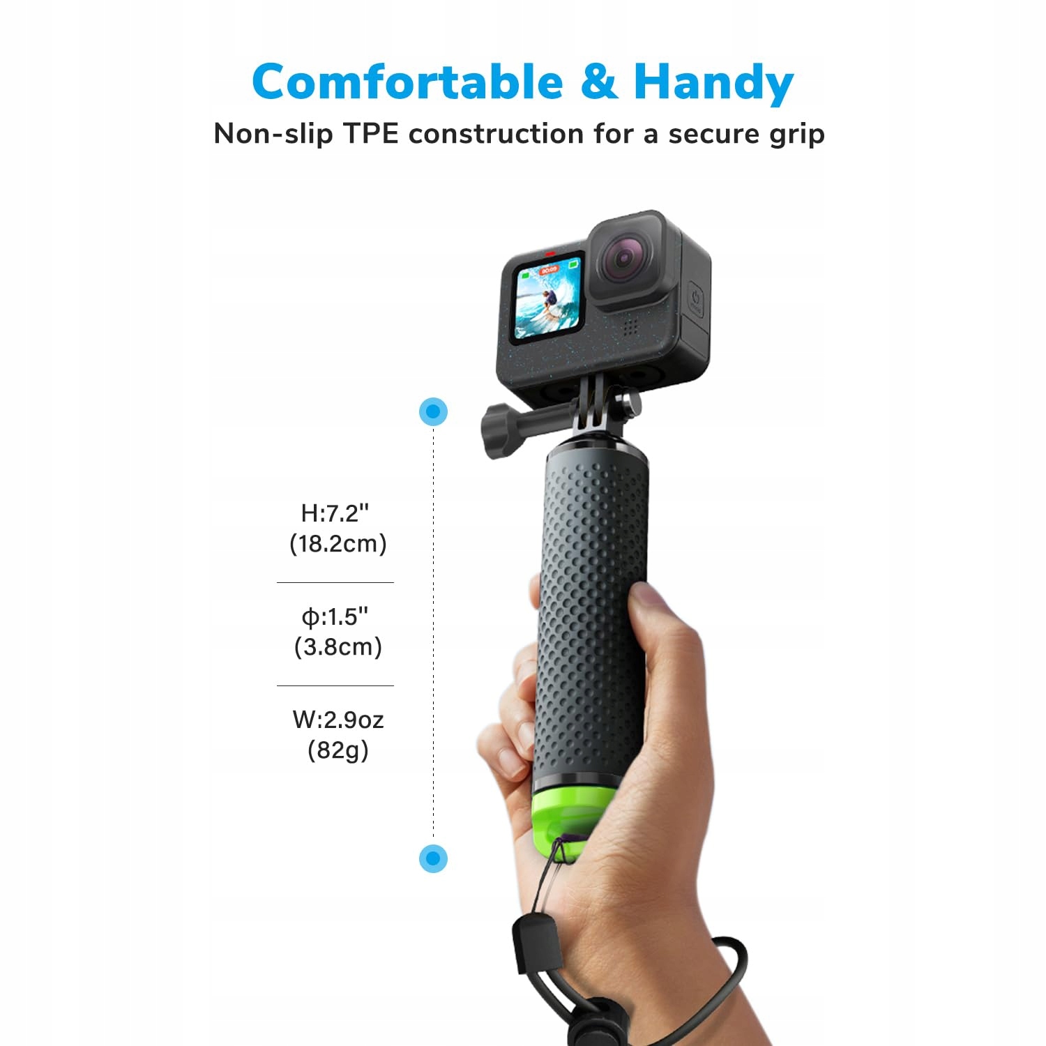 SAMETOP Uchwyt Pływający Do Kamer GoPro Hero DJI Osmo Action Zielony — miniatura 3