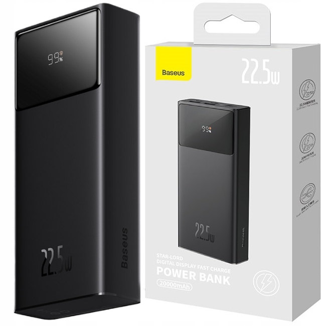 Baseus Powerbanka Rychlé Nabíjení 20000MAH 22.5W S Kabelem Quick Charge Pd