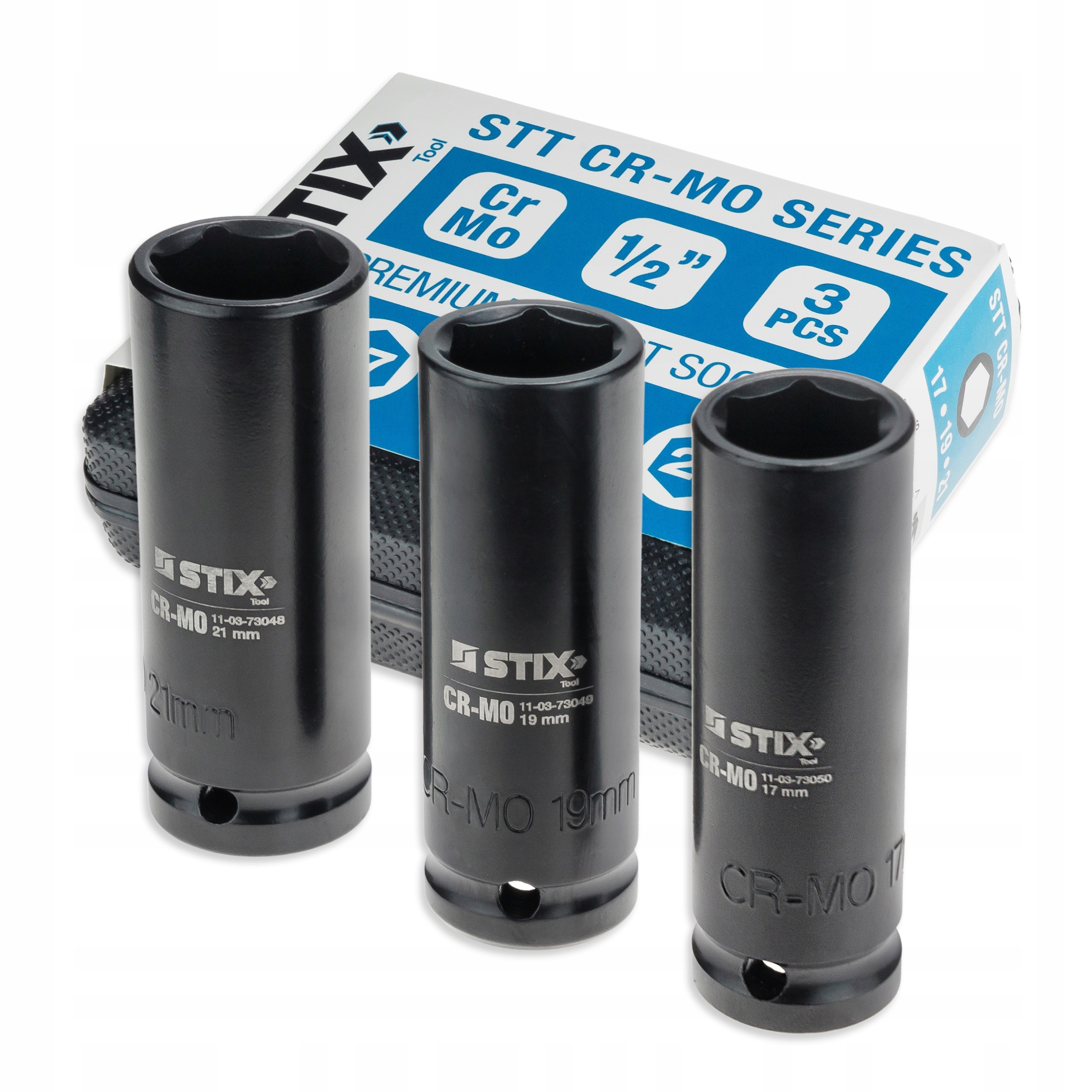 Nasadki Udarowe Długie 1/2'' 17MM, 19MM, 21MM Klucze Nasadowe Cr-mo Stix