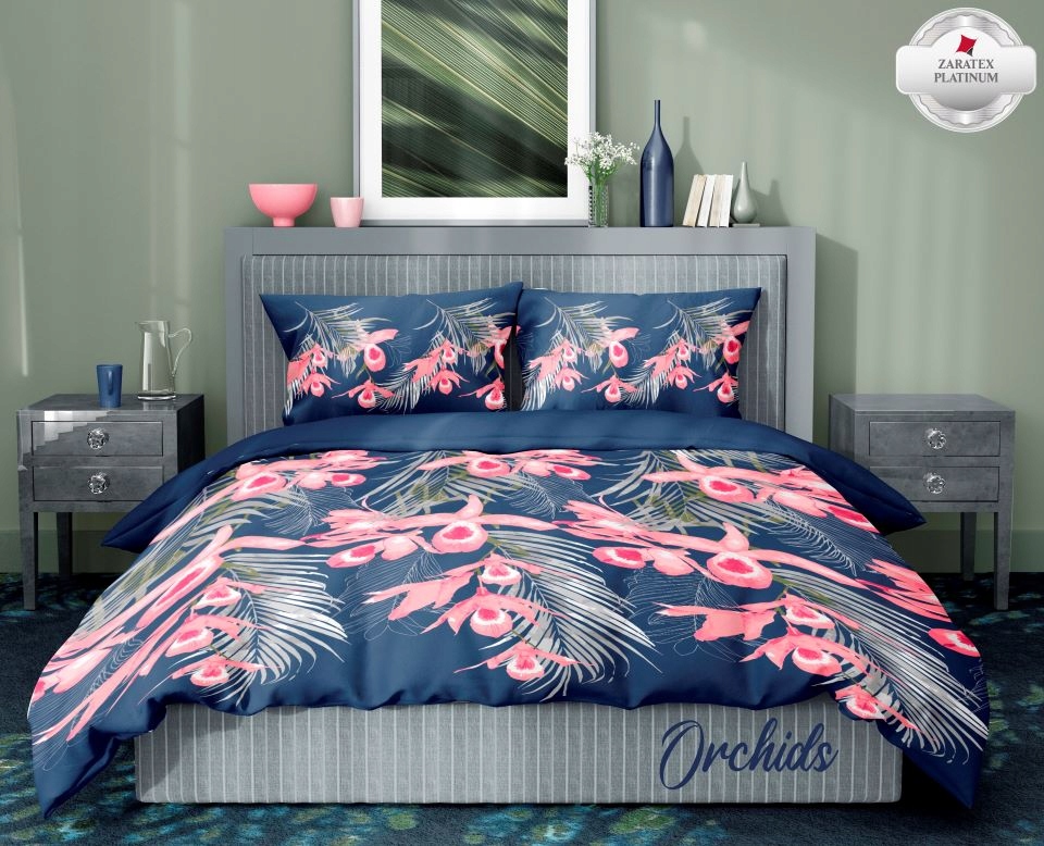 

Pościel satynowa satyna 140x200 Platinum orchidea