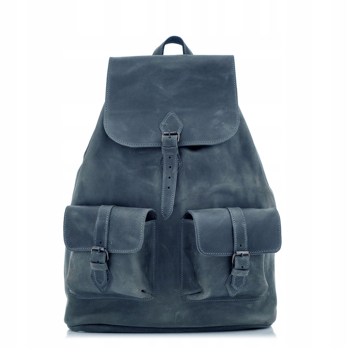 Polský kožený Batoh Vintage s kapsami Městský modrý Belveder Z72