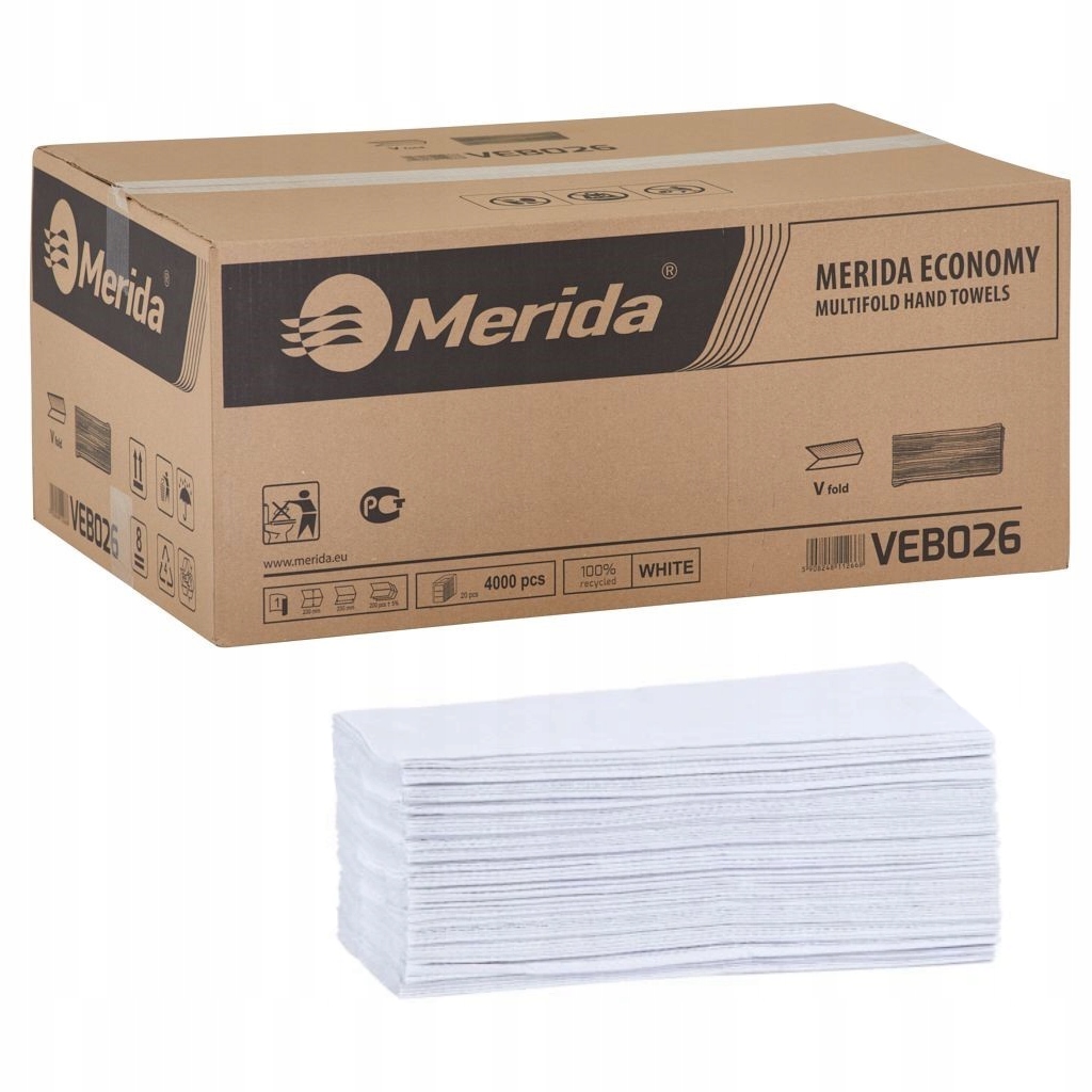 Levně Papírové ručníky Merida Economy, bílé, jednovrstvé, 4000 ks VEB026