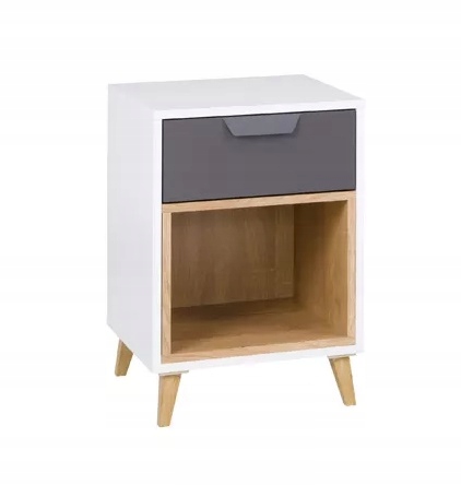 Młodzieżowa Szafka Nocna 41cm Biały/ Szary JOKI 11