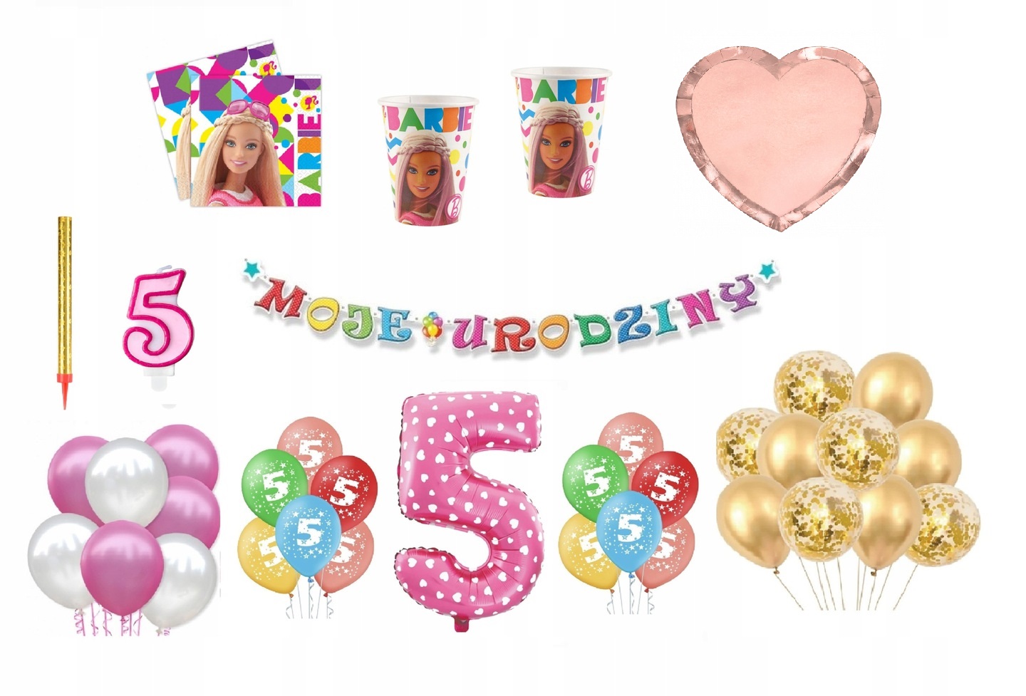 

Zestaw Barbie 5 Urodziny Balony