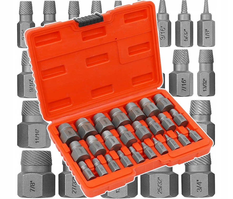 Wykrętaki Do Zerwanych Urwanych Uszkodzonych Śrub Hex Zestaw 3-23 MM 25 El