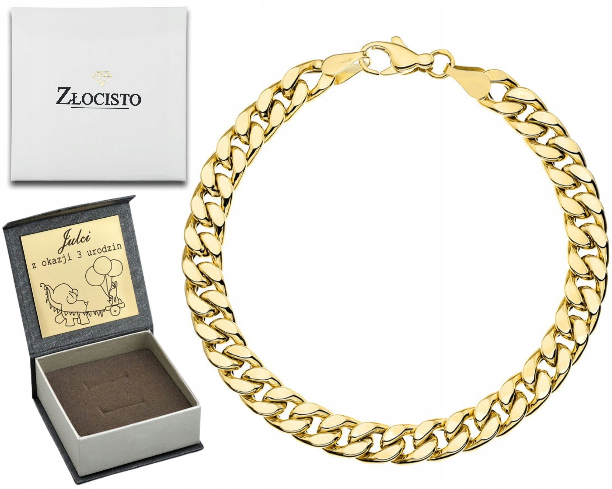 Zlatý Náramek Klasická Pancířka Široká 585 Gravírování Zlato 585