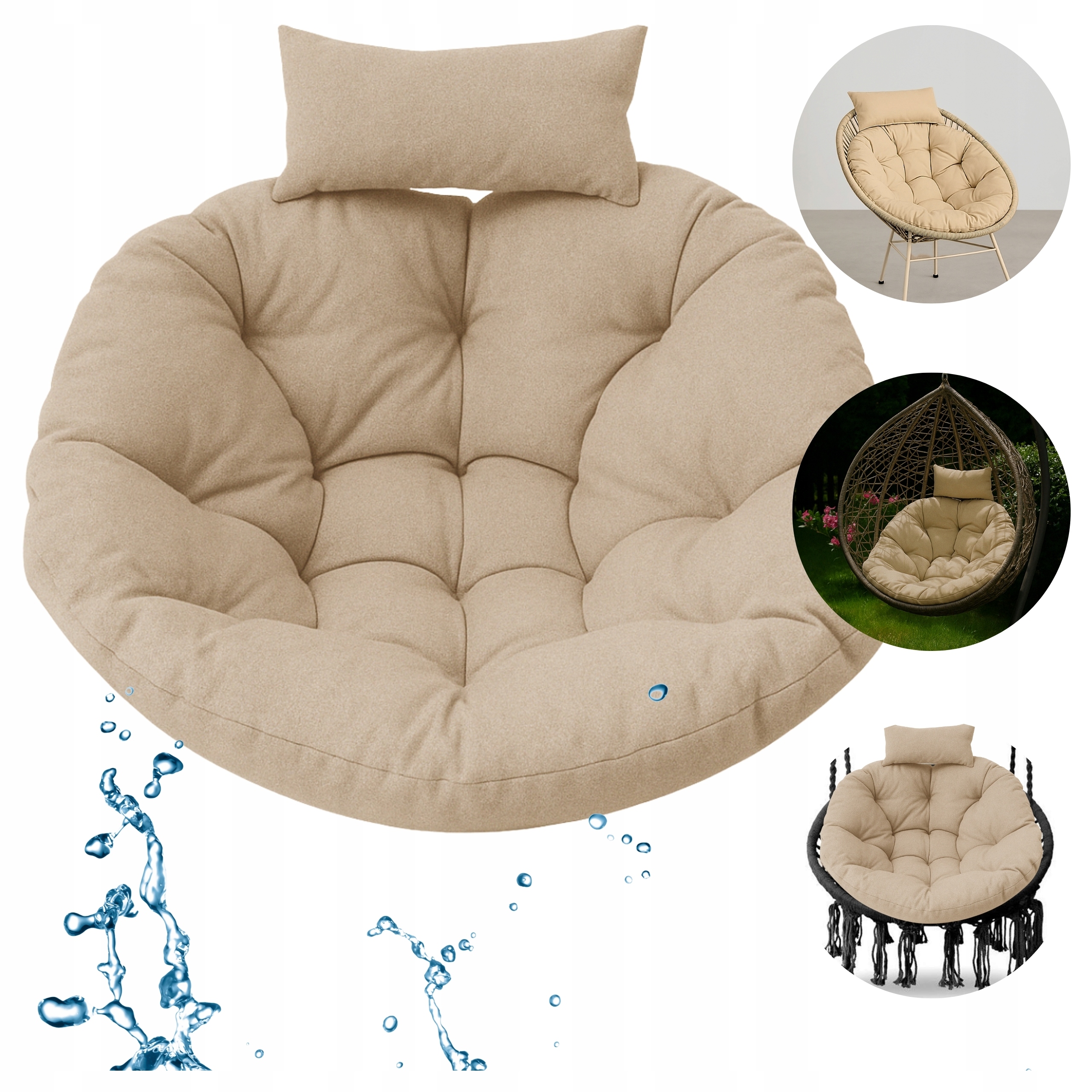 Poduszka na huśtawkę fotel wiszący żyłkowy Kokon ogrodowa Wodoodporna Bonus