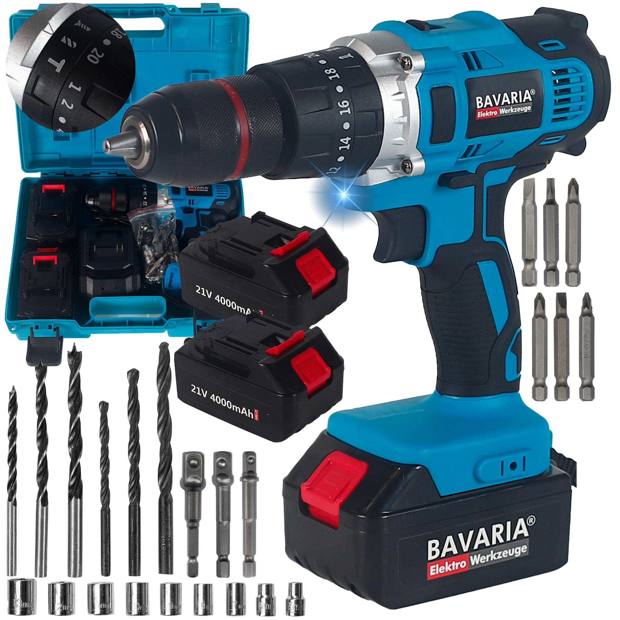 Aku Šroubovák Aku Vrtačka S Příklepem 21V 4Ah Kufr